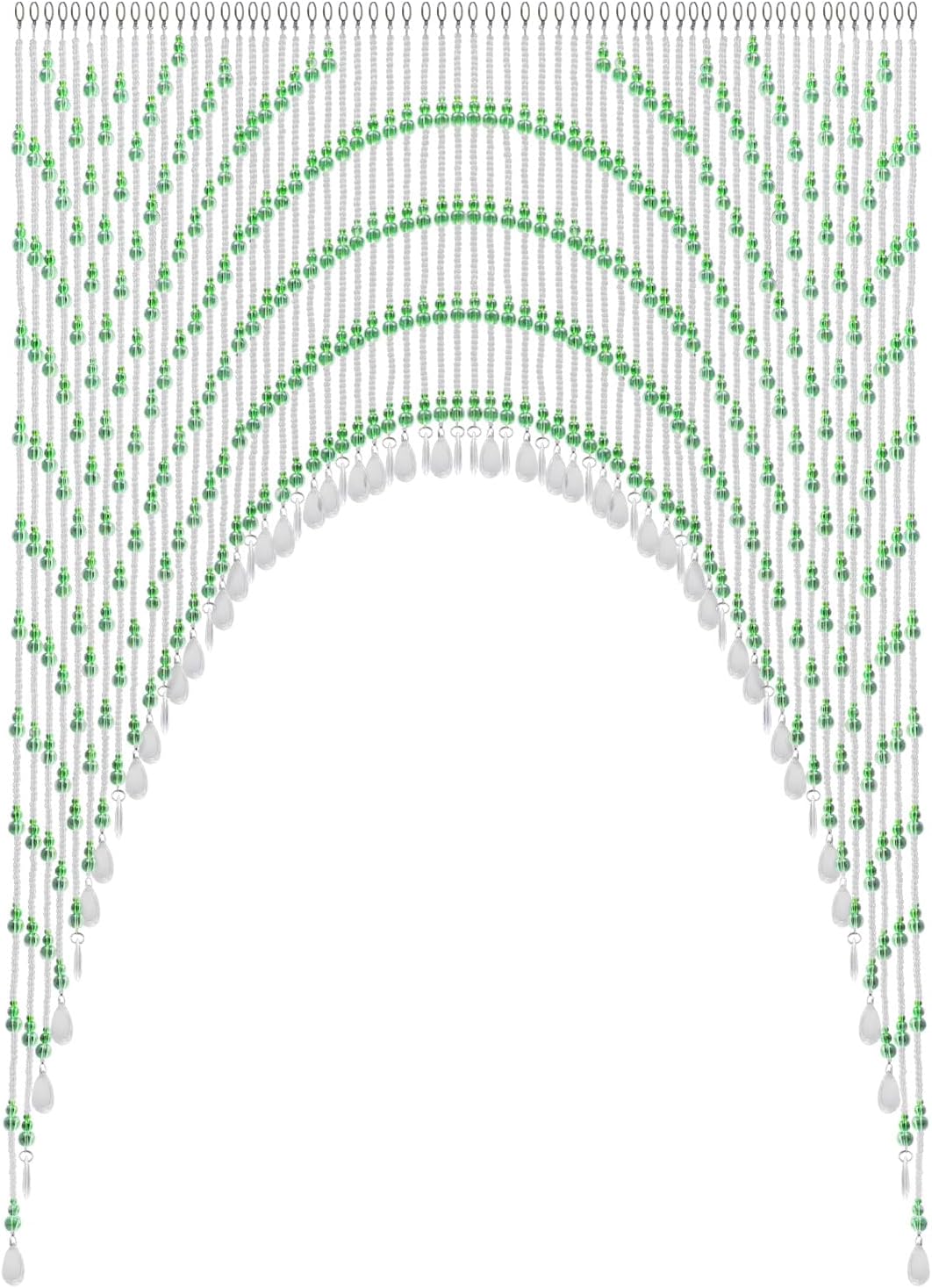 TFCFL Arched Crystal Bead Curtain 60 Strings Green