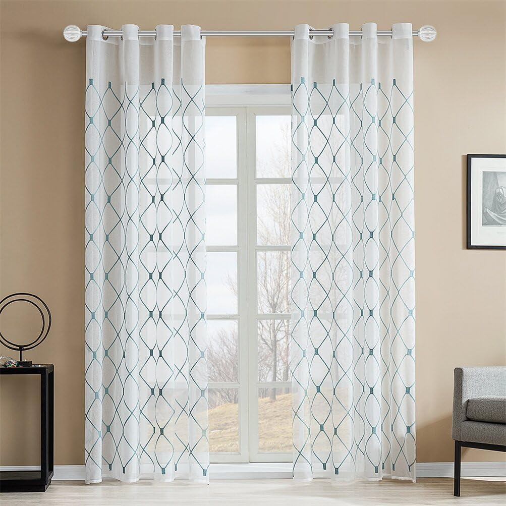 DAINTIER Curtain Rod 36-66 Inch Matte Silver Crystal Finial