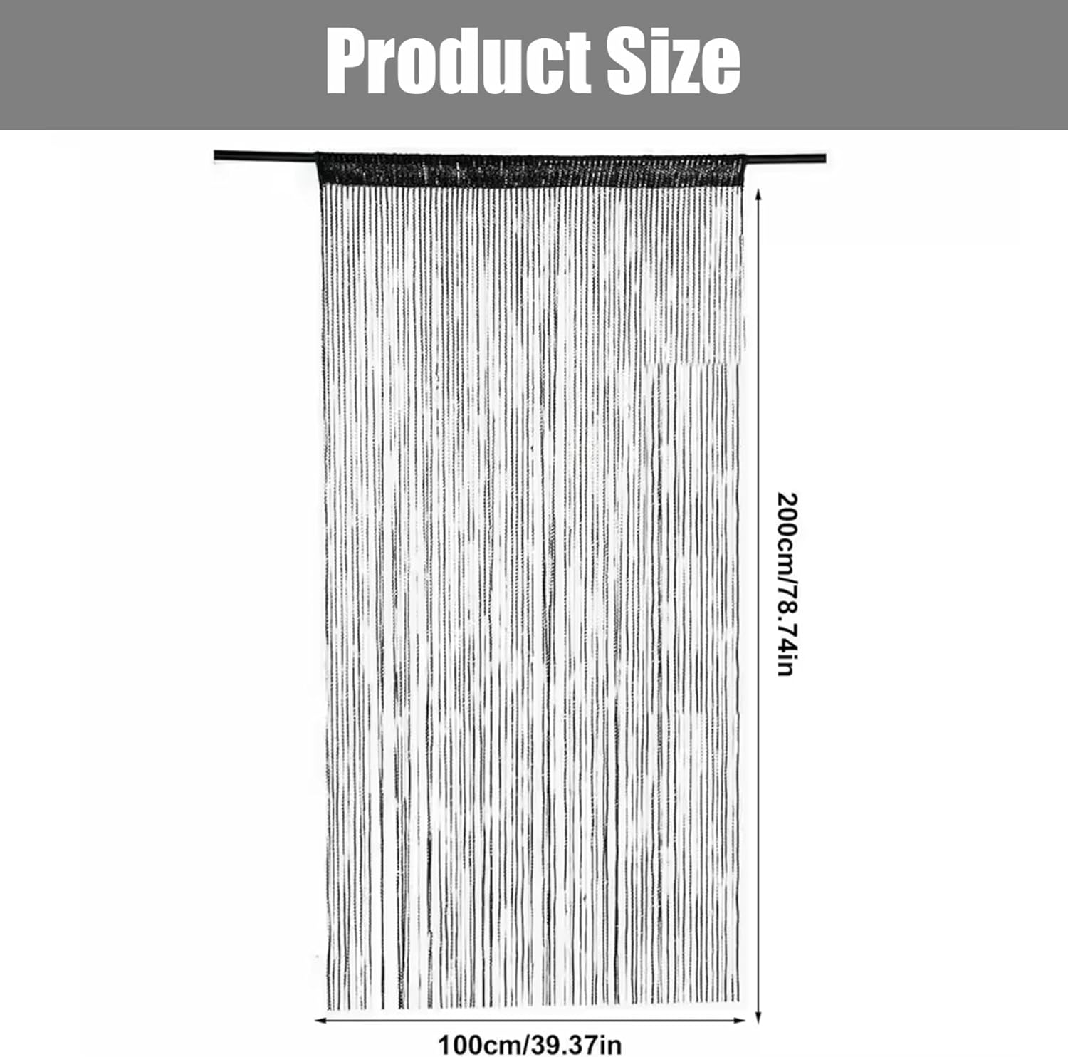 Bead Curtains for Doorways 39x79in Black Multi-Function String Curtain