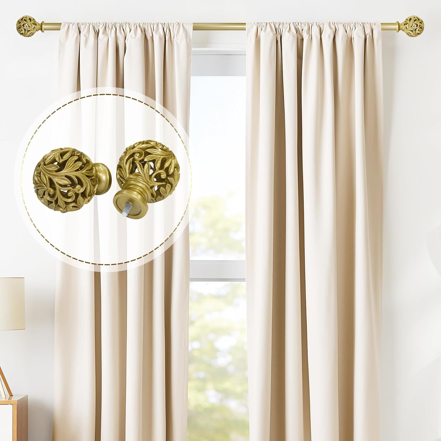 Gold Adjustable Heavy Duty Curtain Rods 36-88 Inches