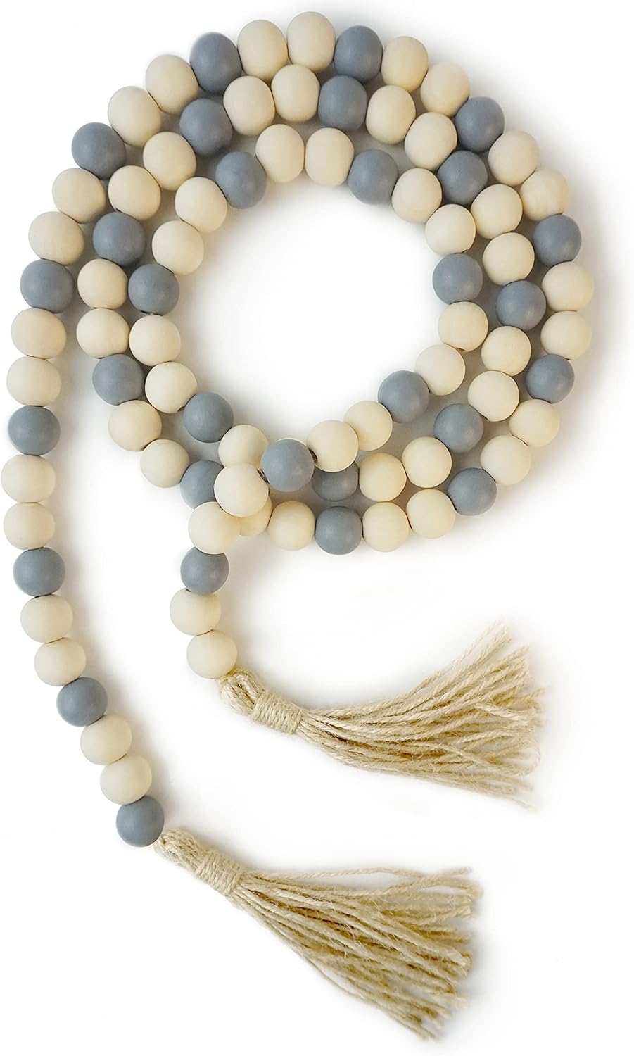 Wooden Beads Garland with Tassels 61 Inch