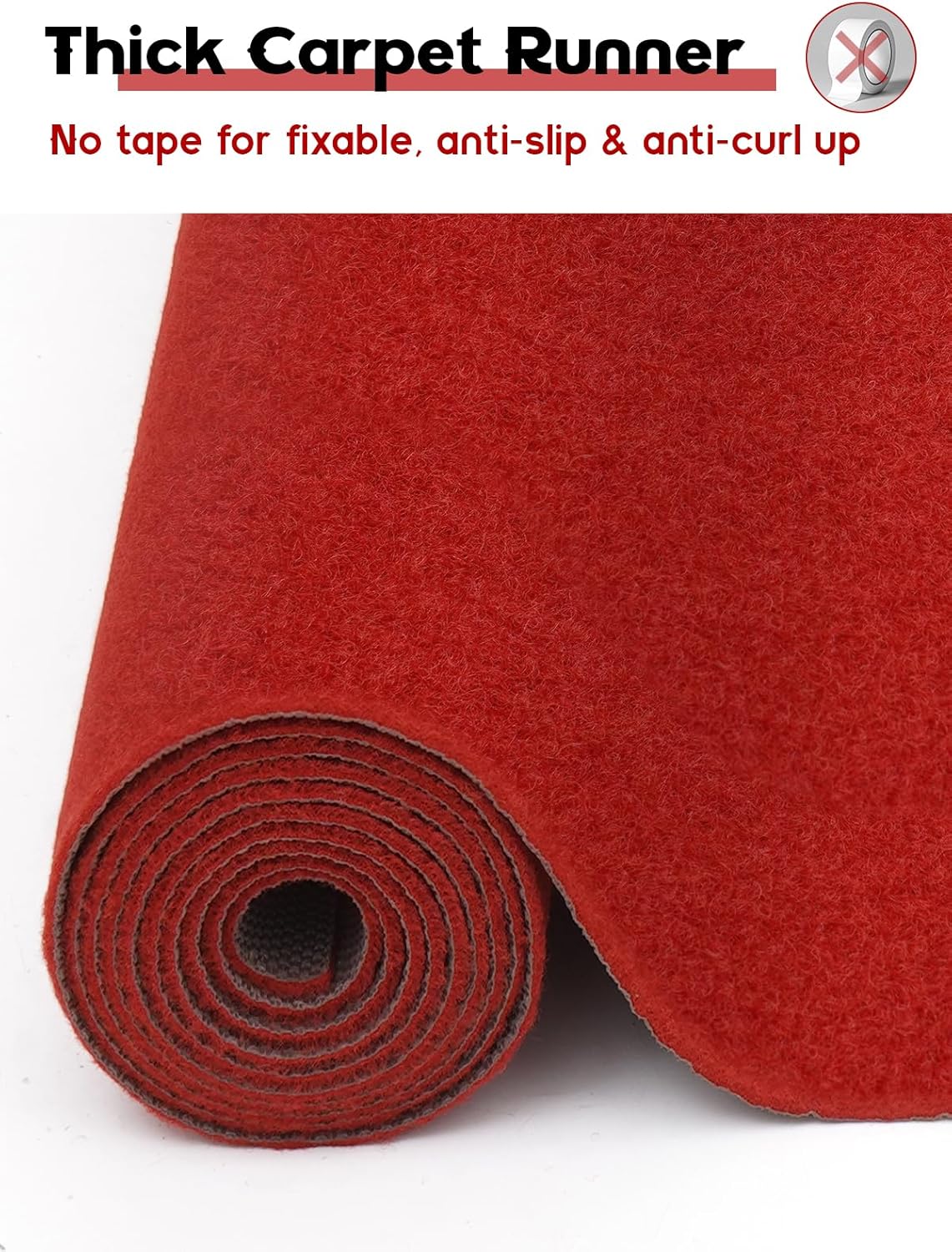 Socomf Red Carpet Runner 3x10 ft Dark Red Non-Slip Aisle Rug