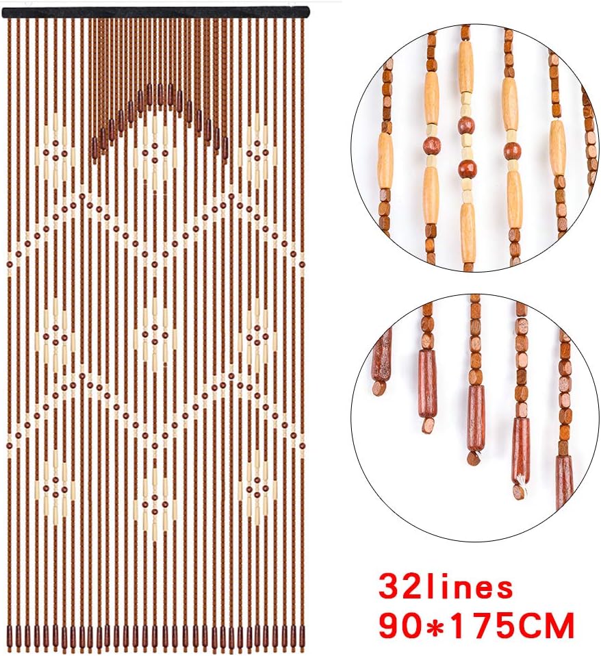Eapmic 32 Line Bamboo Wood Beaded Curtain