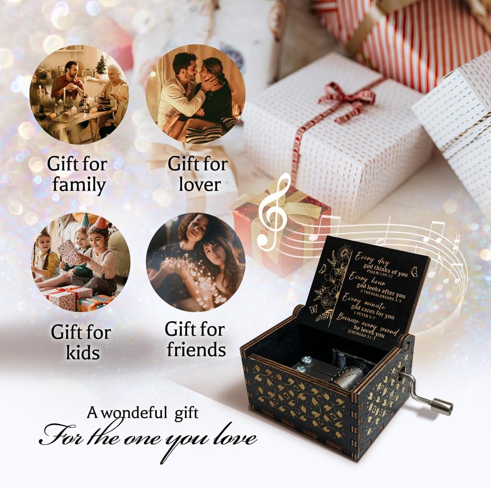 Christian Music Box with Engraved Scripture