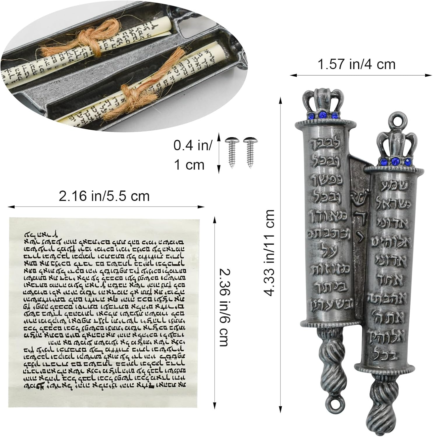 MrMrKura Metal Mezuzah with 2 Scrolls for Door