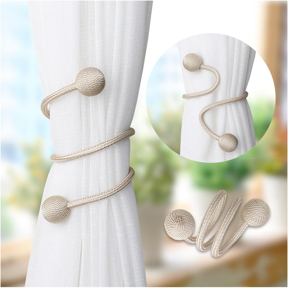 NYDECOR Beige Curtain Tiebacks 2 Pack Woven Rope Holdbacks