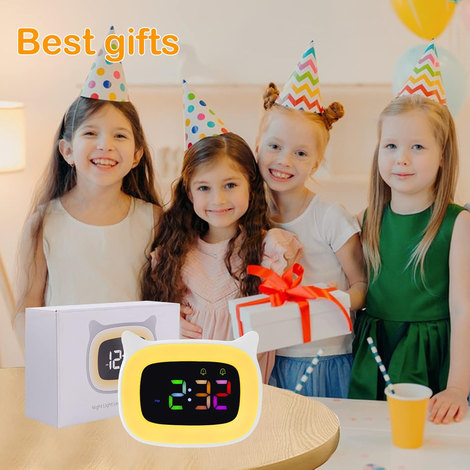 Cute RGB Alarm Clock with Night Light for Kids and Teens