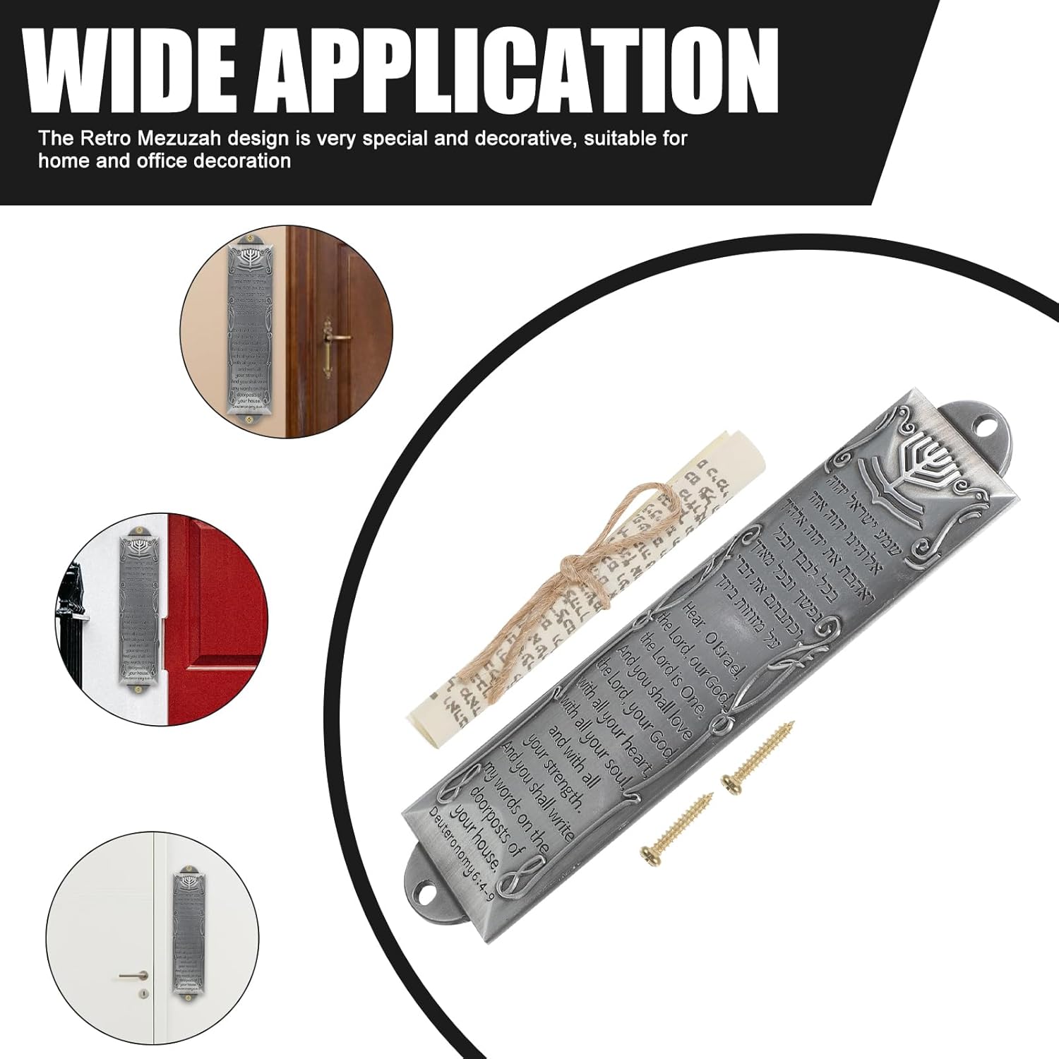 Veemoon Metal Mezuzah with Scroll for Door