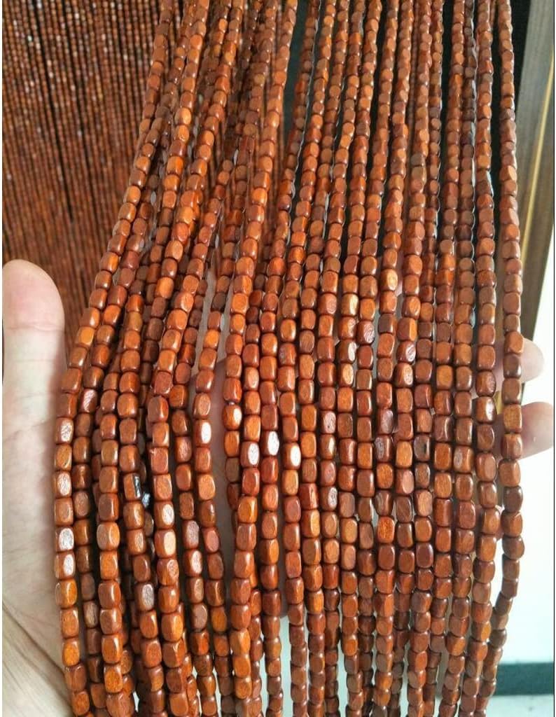90 Strands Handmade Solid Wood Beaded Curtain with Rods Red 90x80cm