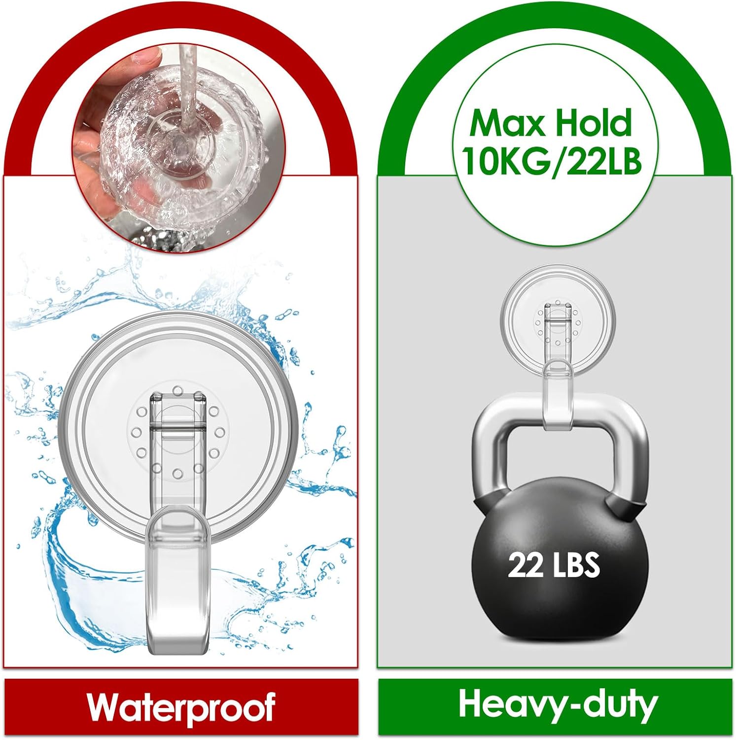 Clear Wreath Hanger 22 LB Suction Cup Hooks 2 Pack