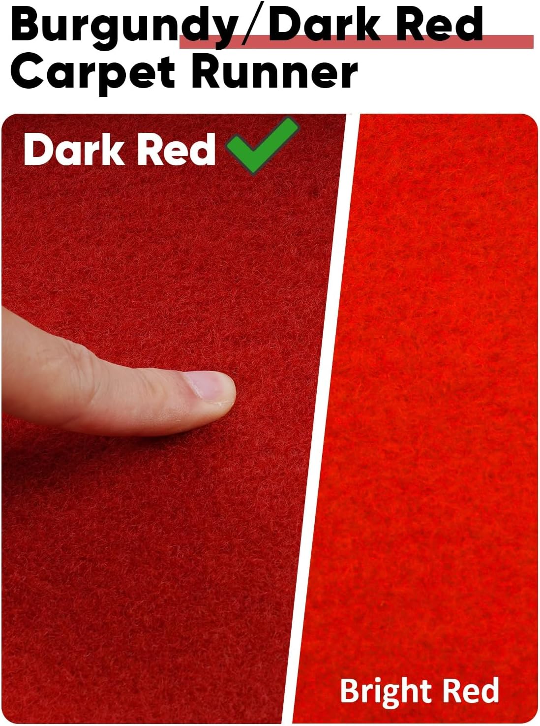 Socomf Red Carpet Runner 3x10 ft Dark Red Non-Slip Aisle Rug