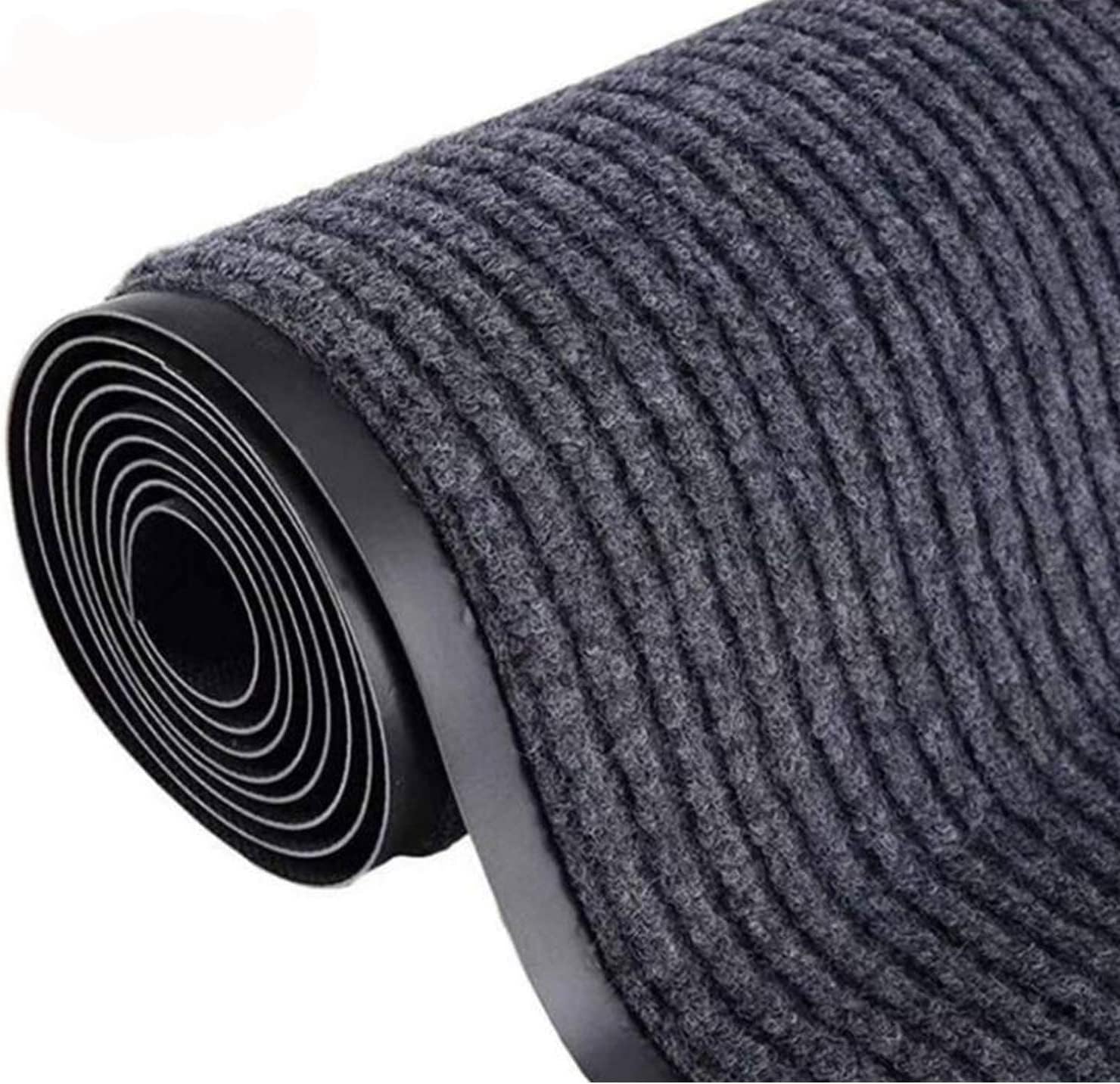 3x10ft Grey Brushed Entryway Rug with Rubber Backing