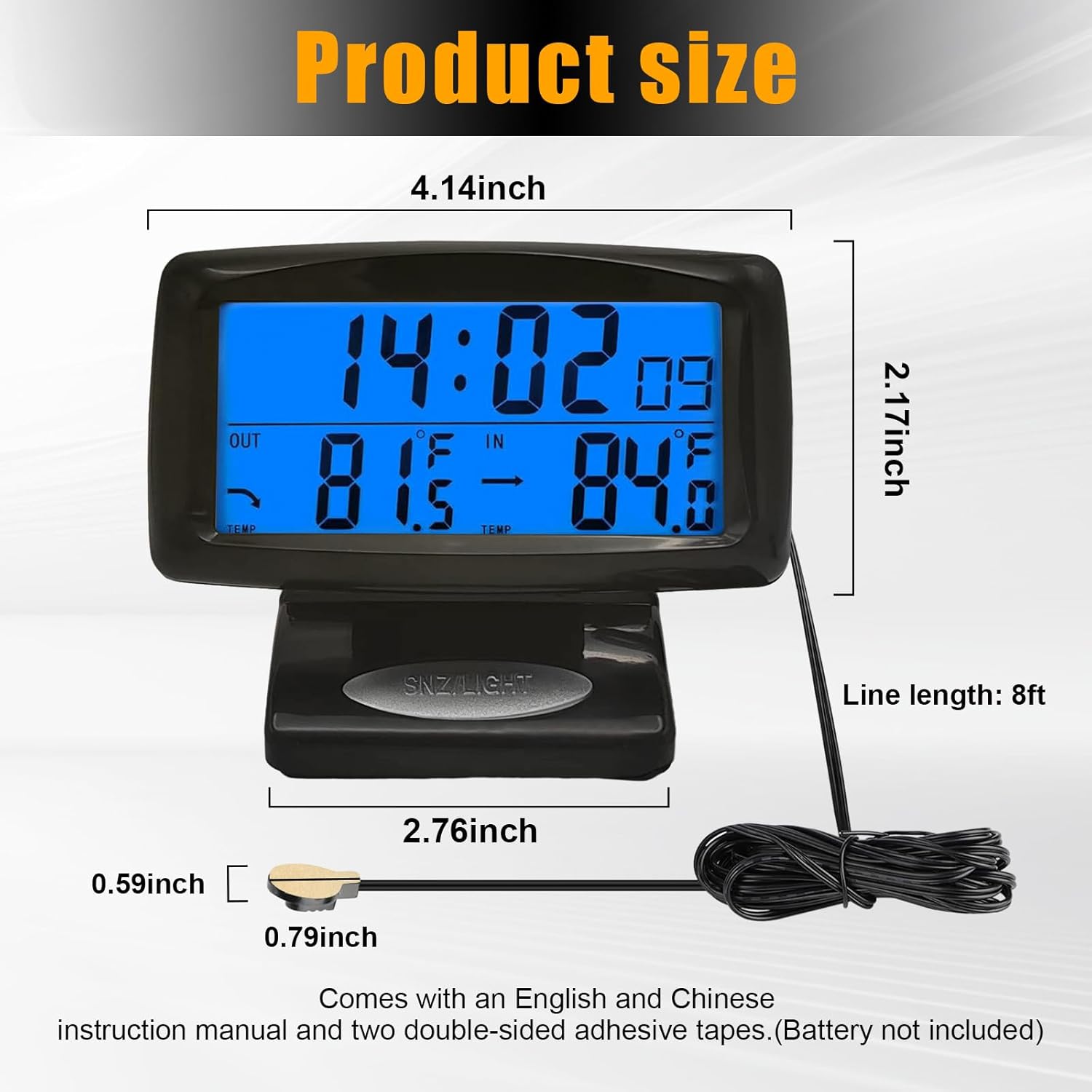 Suvnie Car Digital Thermometer Clock with Dual Temperature Display