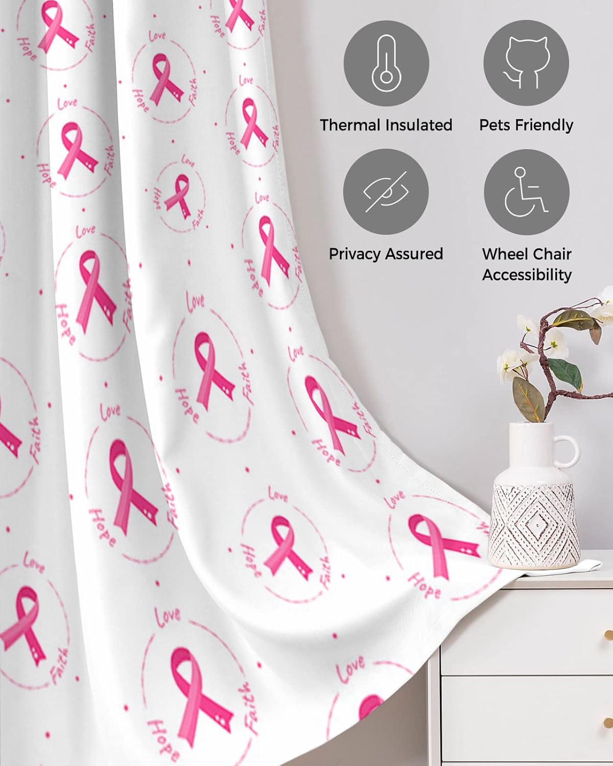 Pink String Door Curtains - Blackout Panels 42x84 Inch