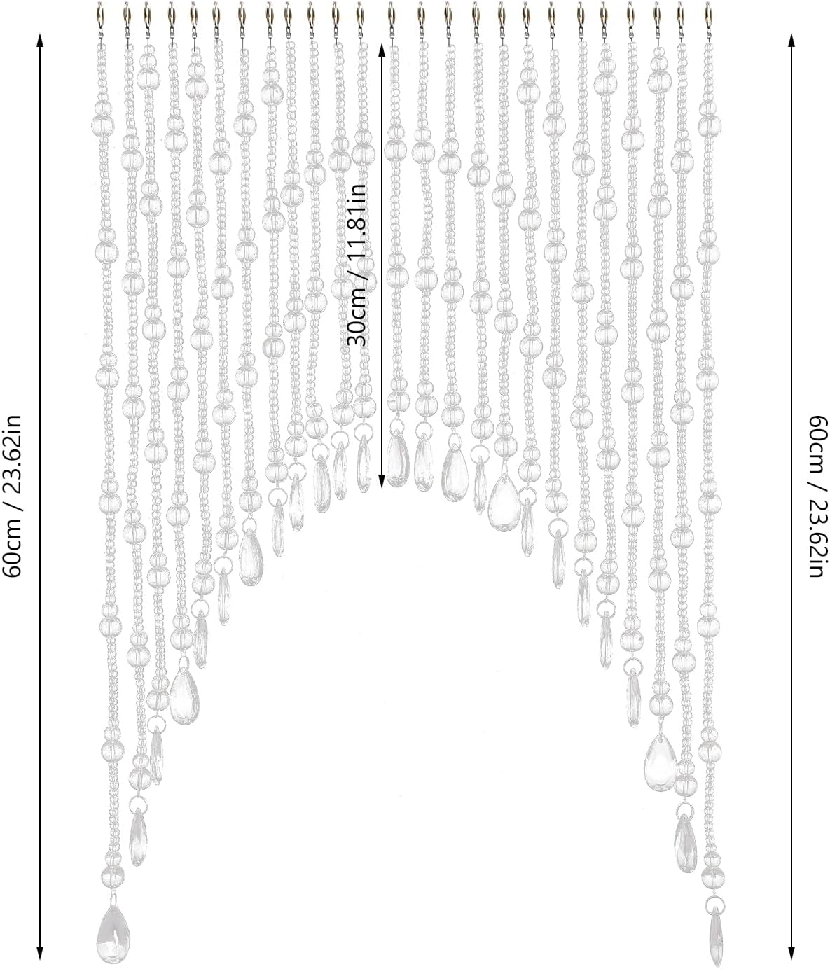 25 Strings Beaded Door Curtain with Adjustable Width and Glass Crystals