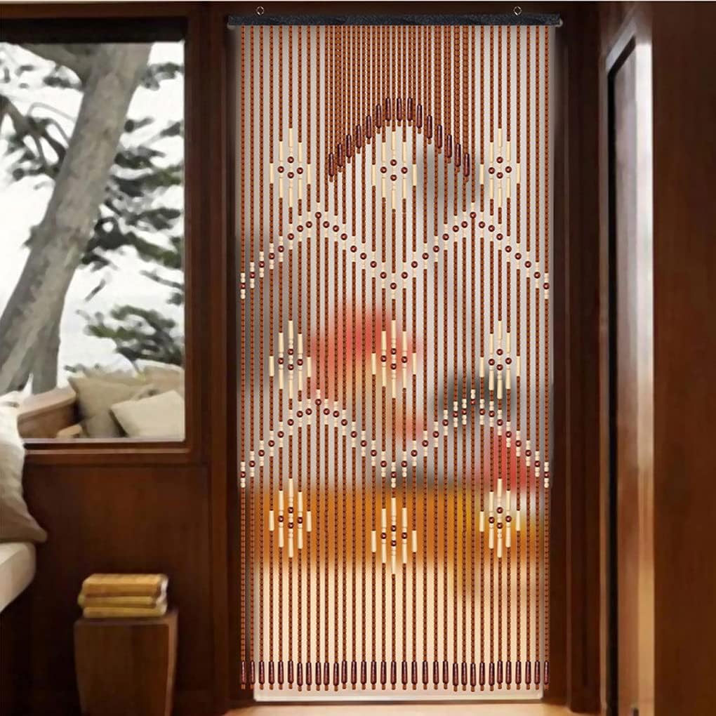 ZHOUXIAO Wood Beaded Curtain for Doorways and Closets