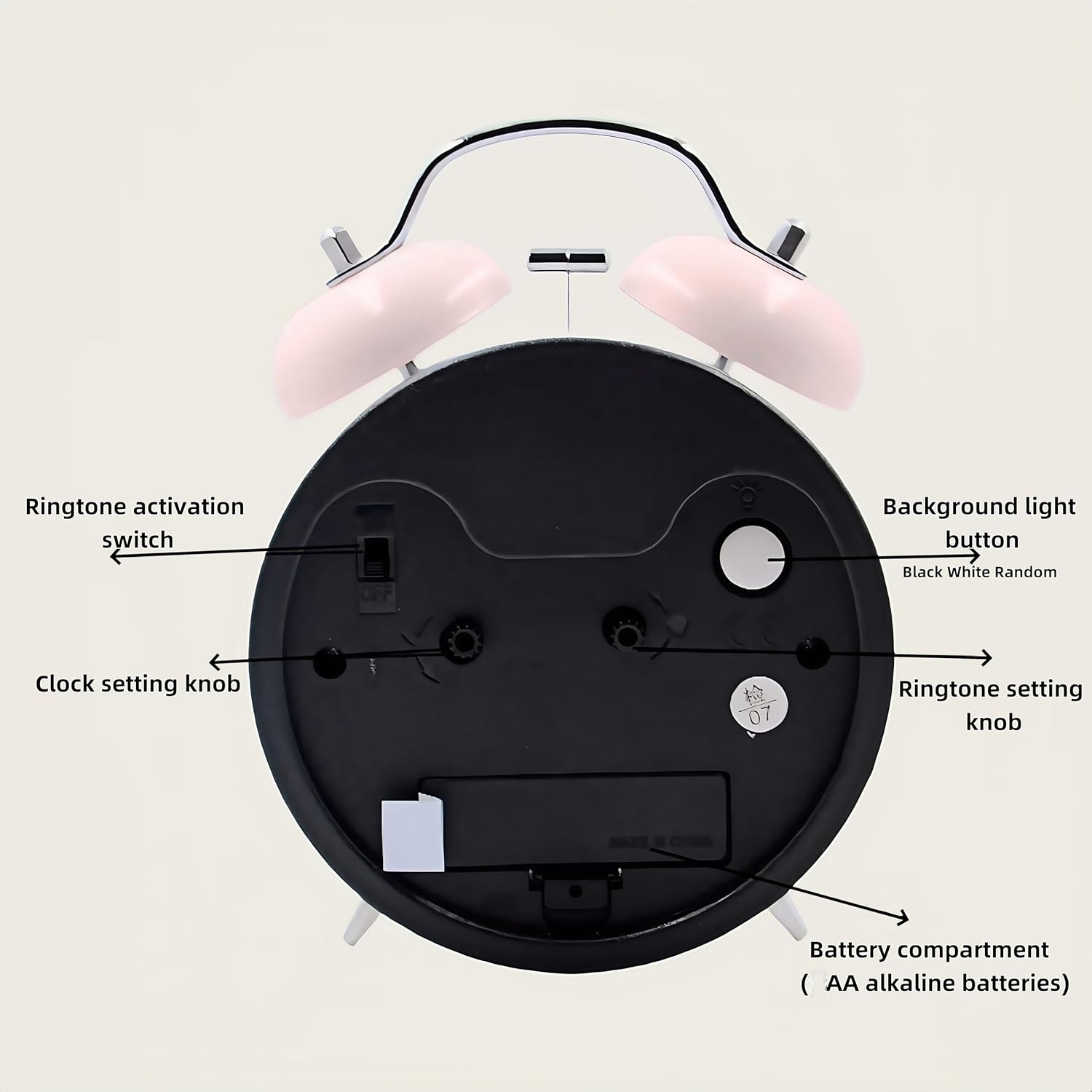 Shudyear 4-Inch Loud Alarm Clock for Heavy Sleepers Pink