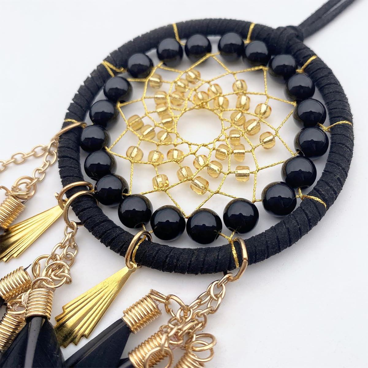Black Dream Catcher Car Mirror Hanging Decor