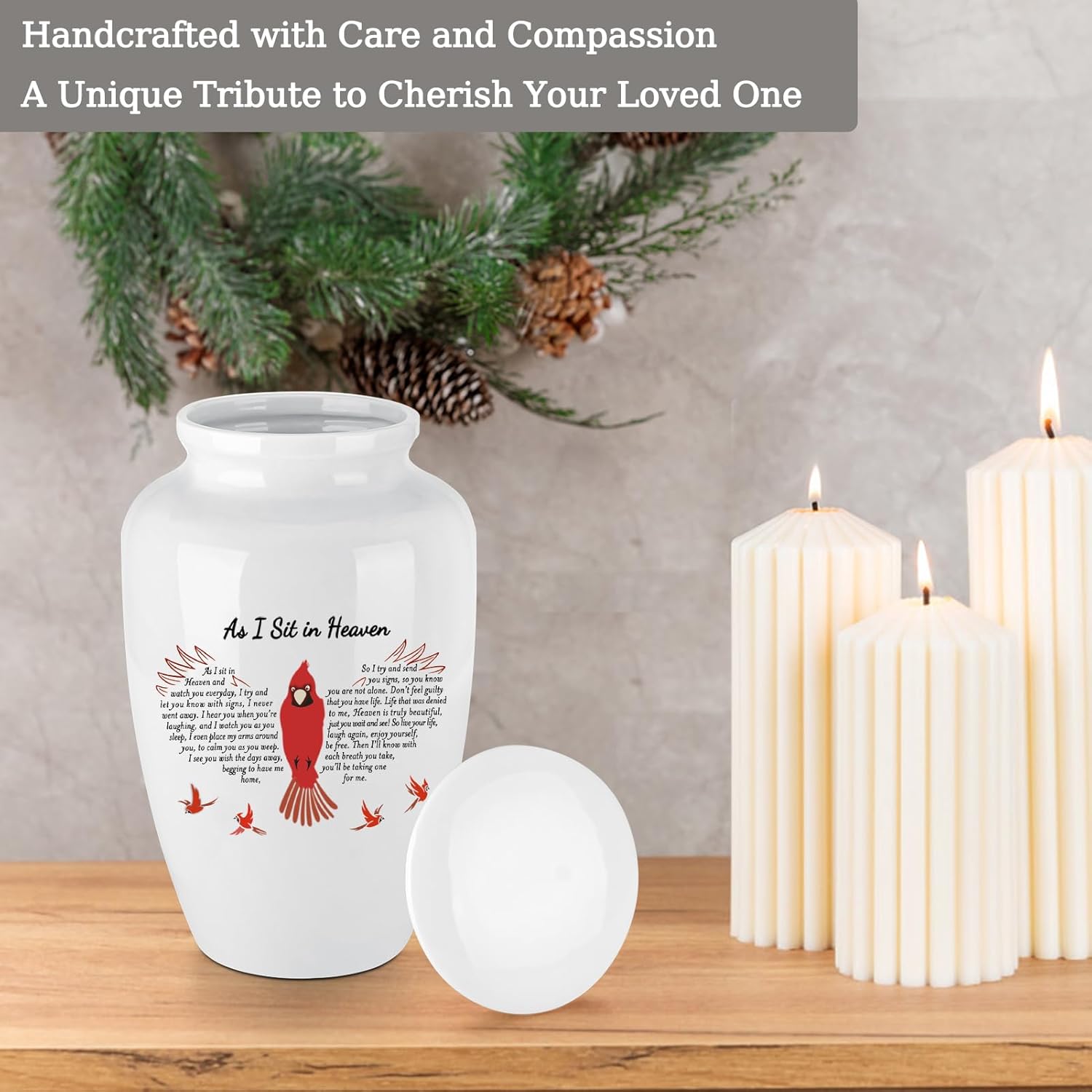 Abooxiu 10 Inches Ceramic Cremation Urn for Human Ashes