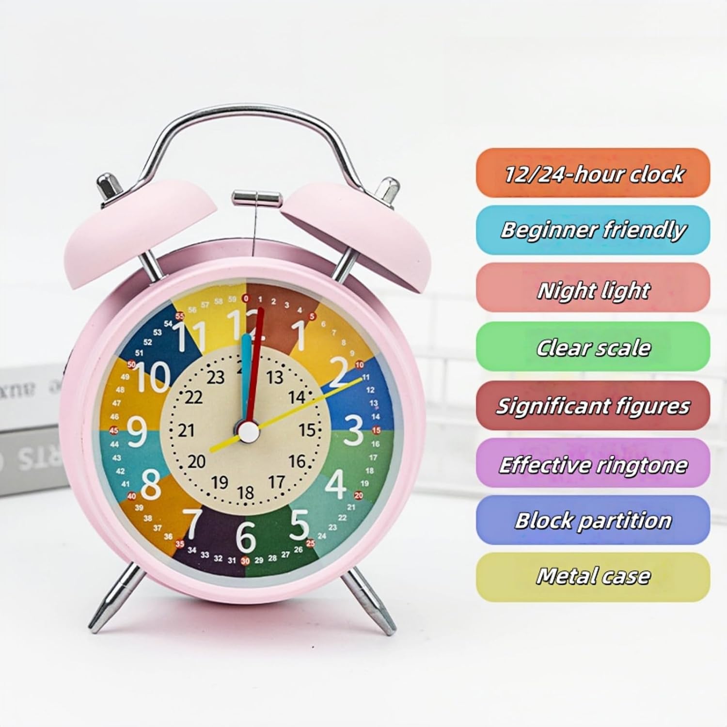 Shudyear 4-Inch Loud Alarm Clock for Heavy Sleepers Pink