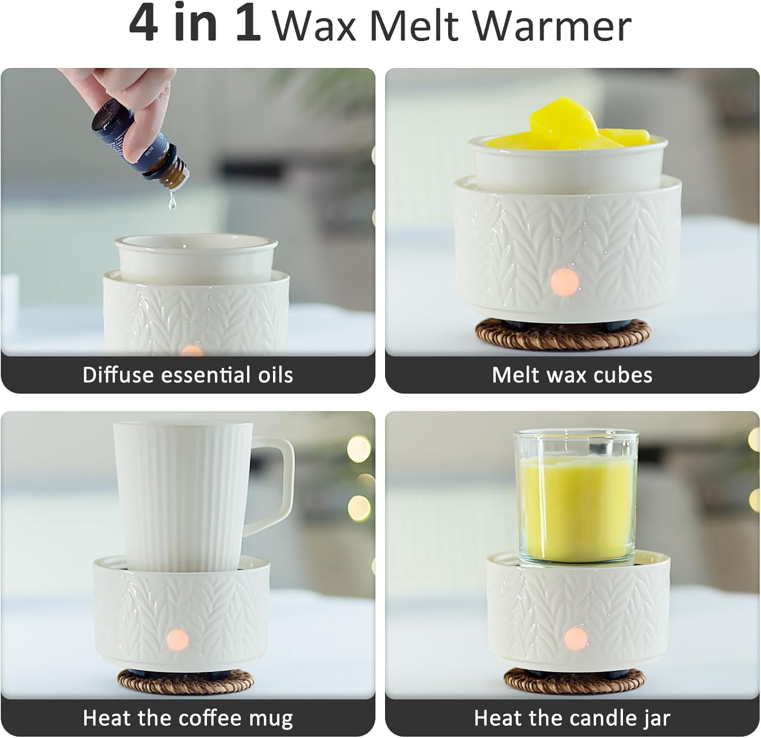 EQUSUPRO Leaf Wax Melt Warmer 3-in-1 Electric