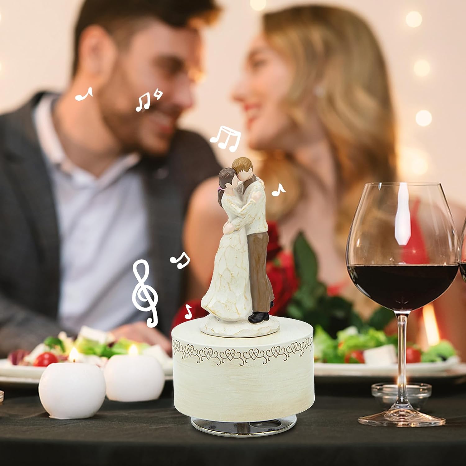 Falling in Love Couple Music Box Figurine