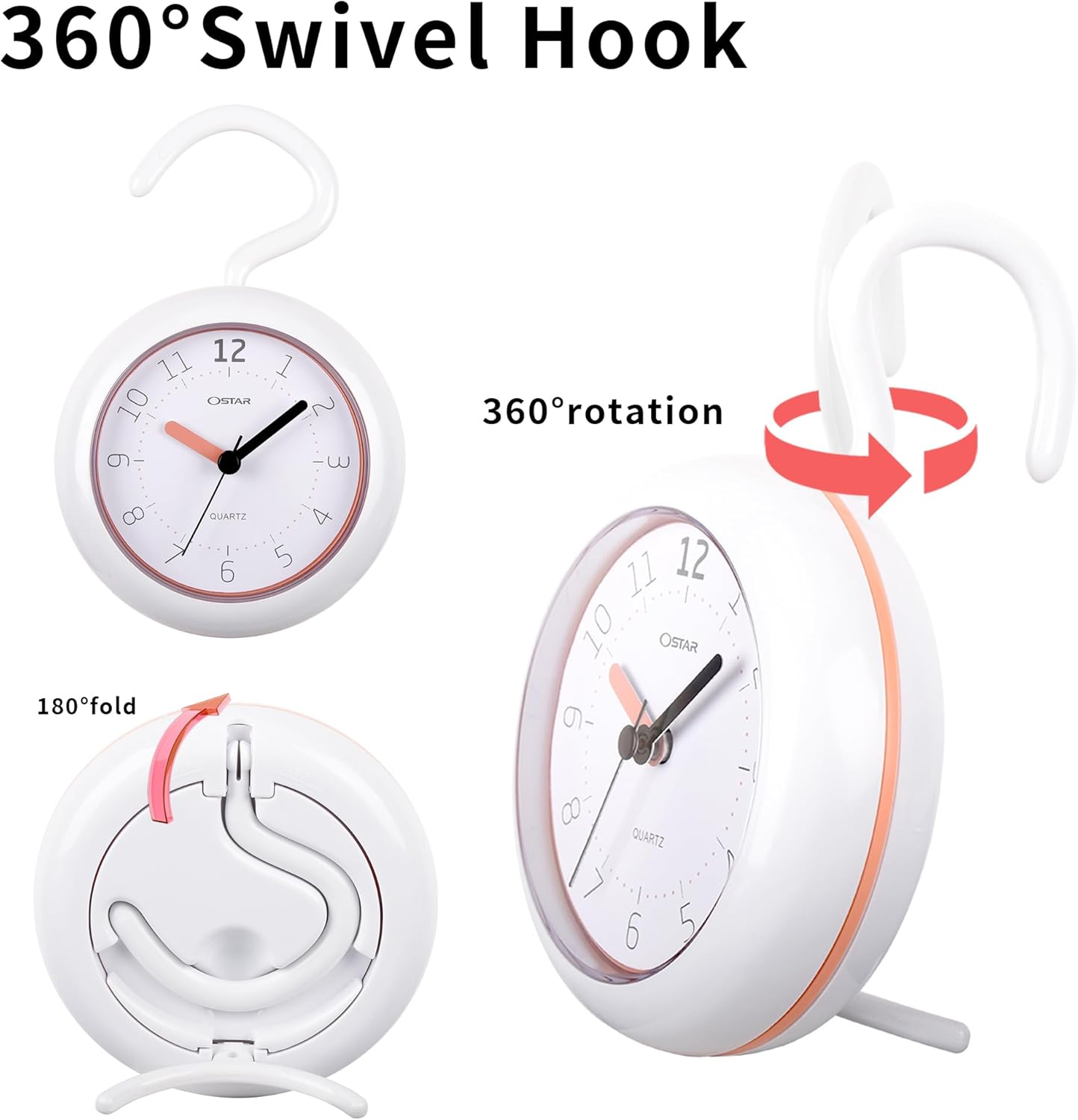 OSTAR 2PCS Waterproof Shower Clock with AA Battery
