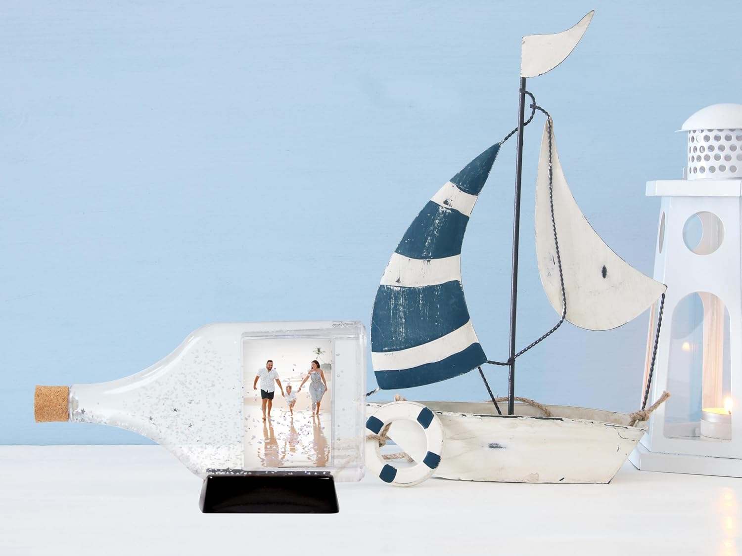 Photo in a Bottle Snow Globe with Custom Photos