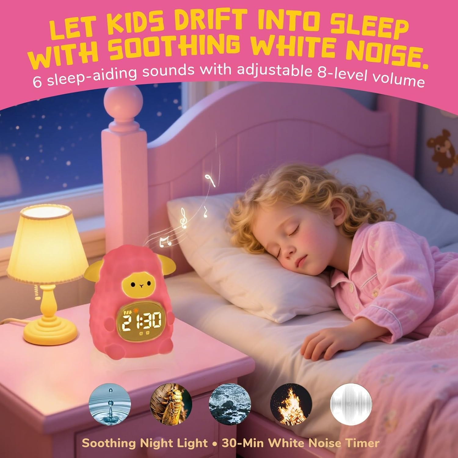 TCJJ Kids Sleep Training Alarm Clock with Night Light