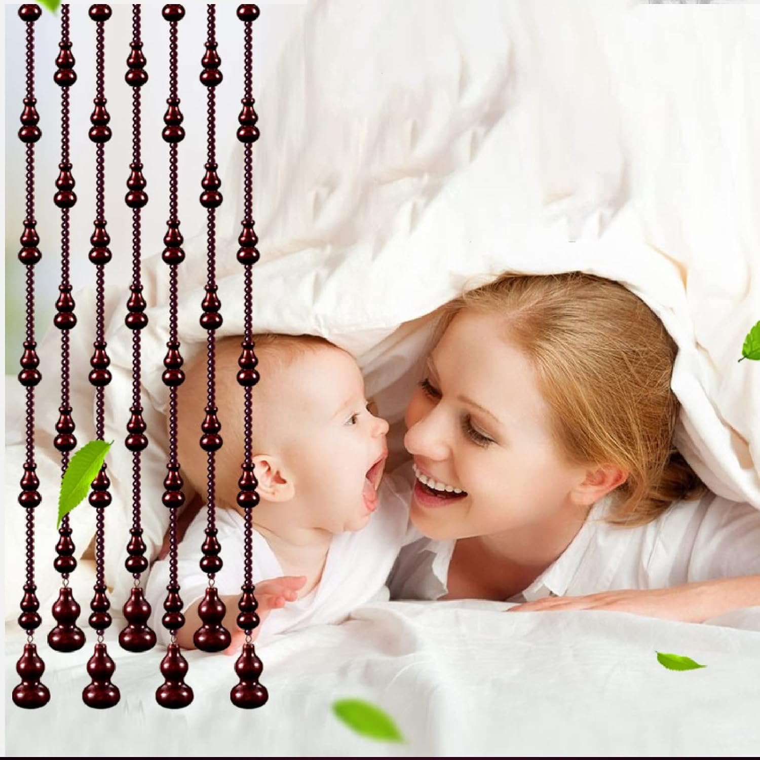 ZHANGQINGXIU Wood Beaded Curtain Doorway Divider