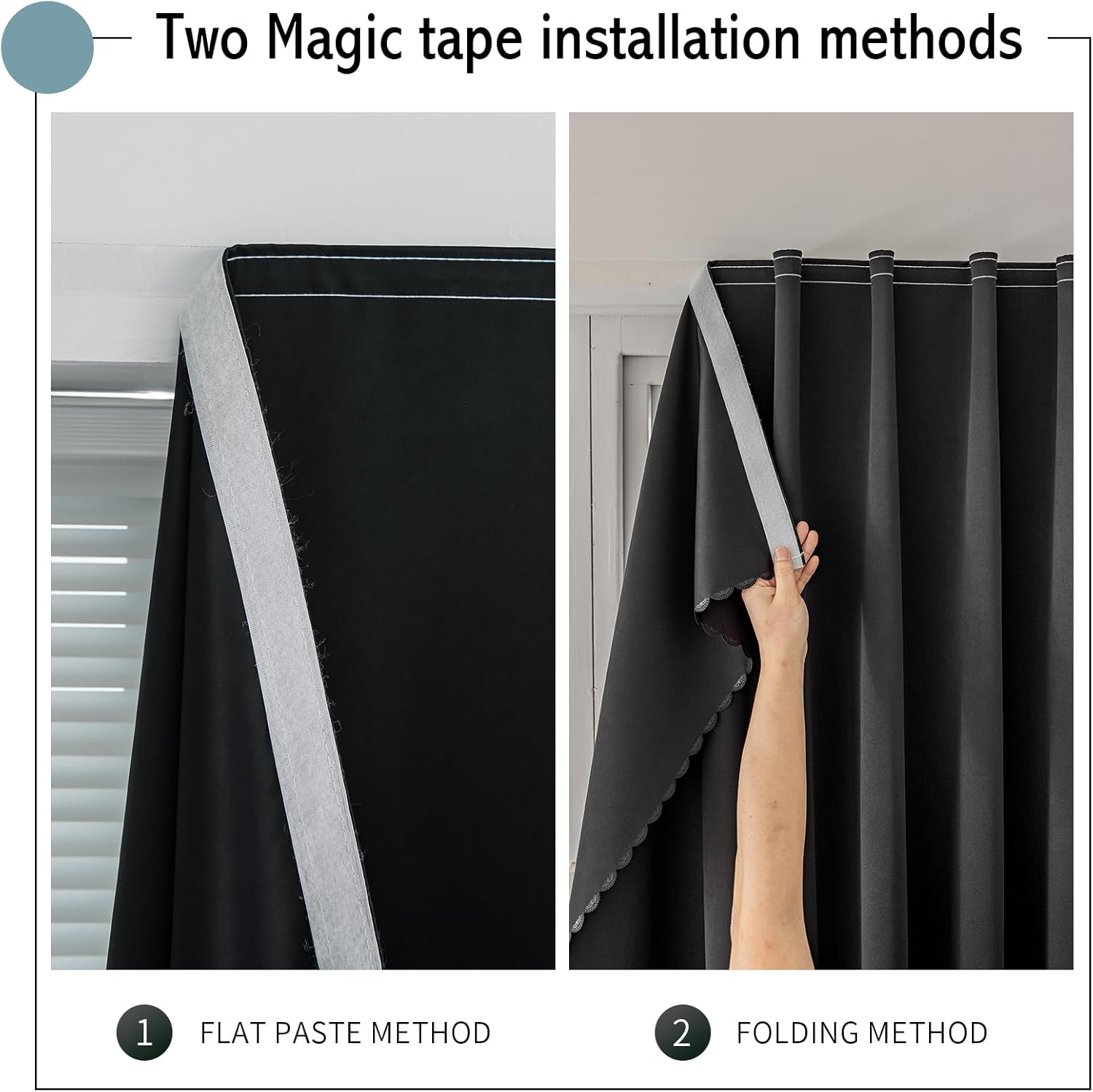 Jilron Magic Tape Curtains Blackout Panels 2 Pack