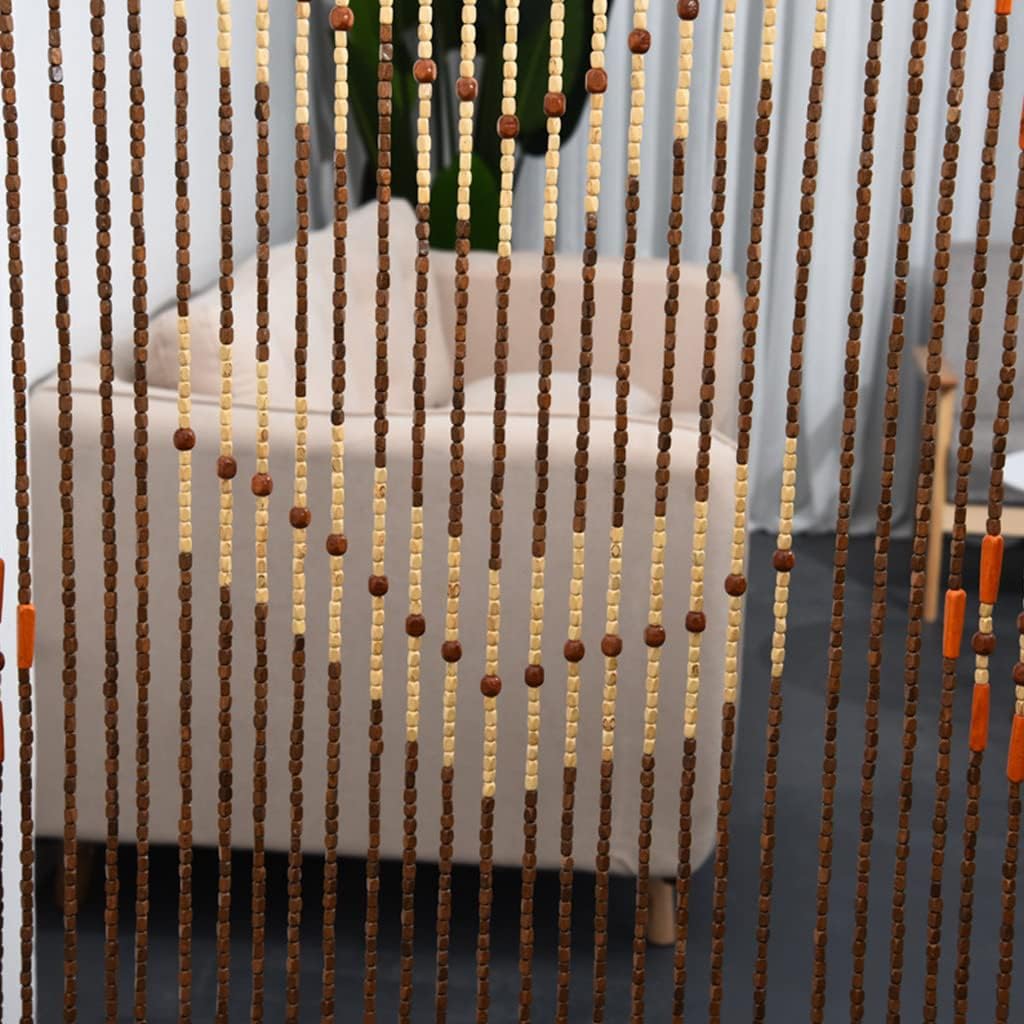 ZHOUXIAO Handcrafted Wood Beaded Curtain Door Divider