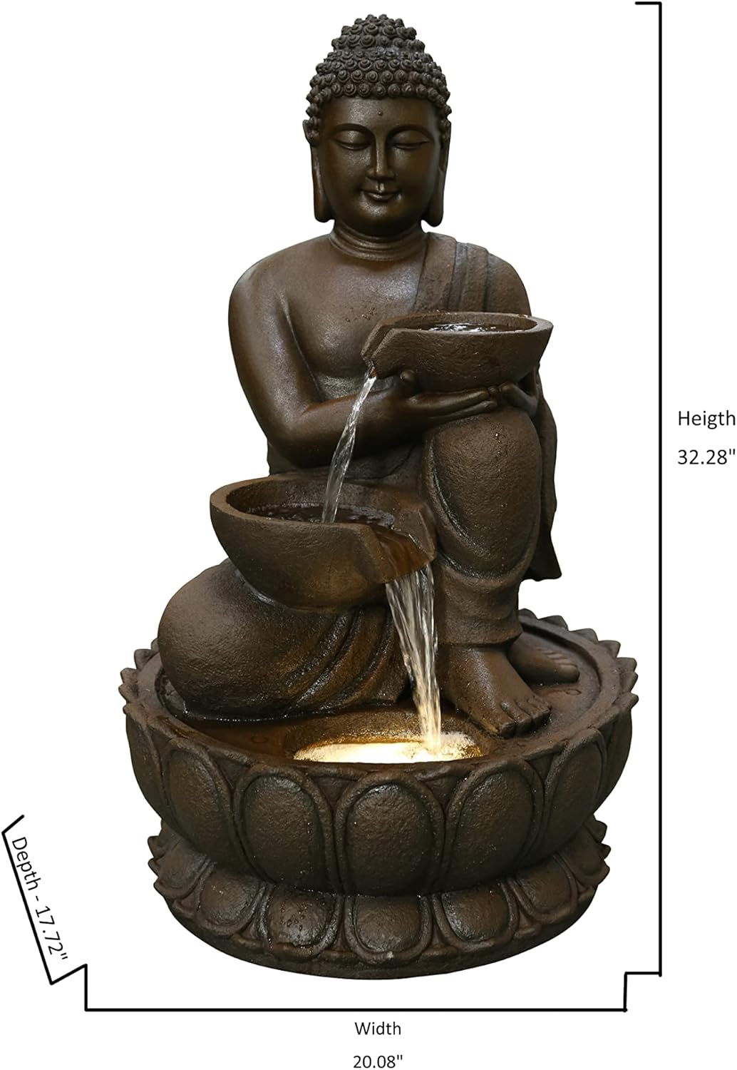 Hi-Line Gift Ltd Large Buddha Fountain with Warm White LED