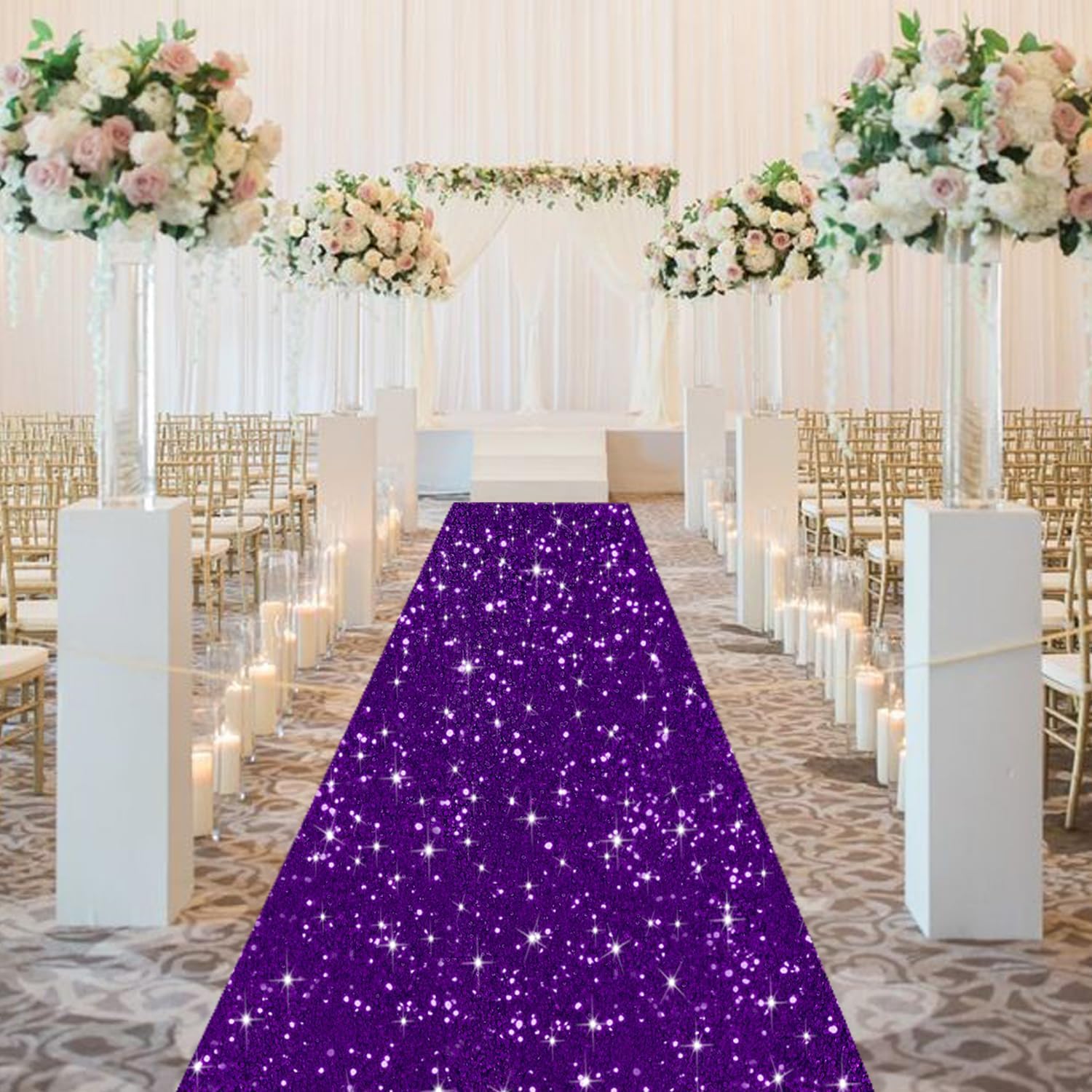 4ft x 20ft Purple Glitter Aisle Runner for Wedding and Party