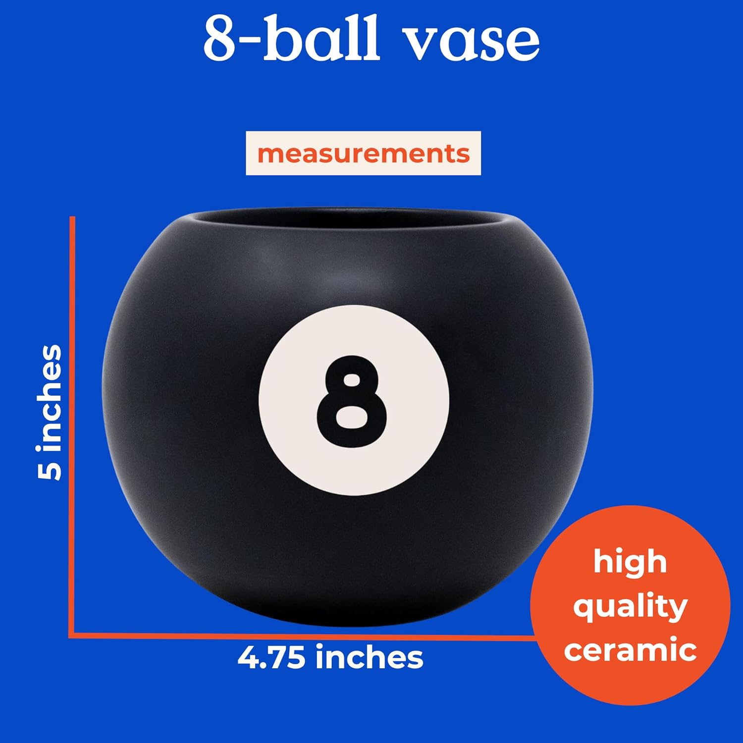 Bando Novelty 8 Ball Flower Vase Retro Ceramic Decor