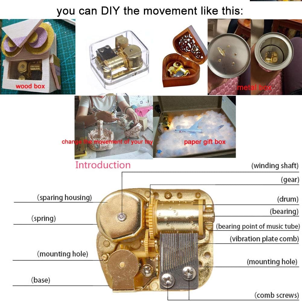 Pursuestar Wind Up Music Box Movement 18 Note Gold