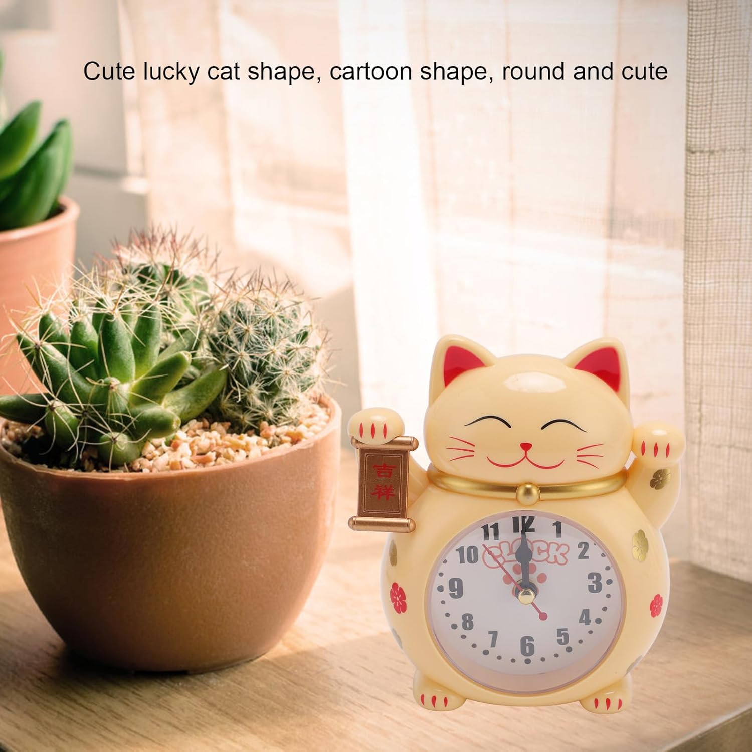 Yosoo Cartoon Lucky Cat Alarm Clock with Good Fortune