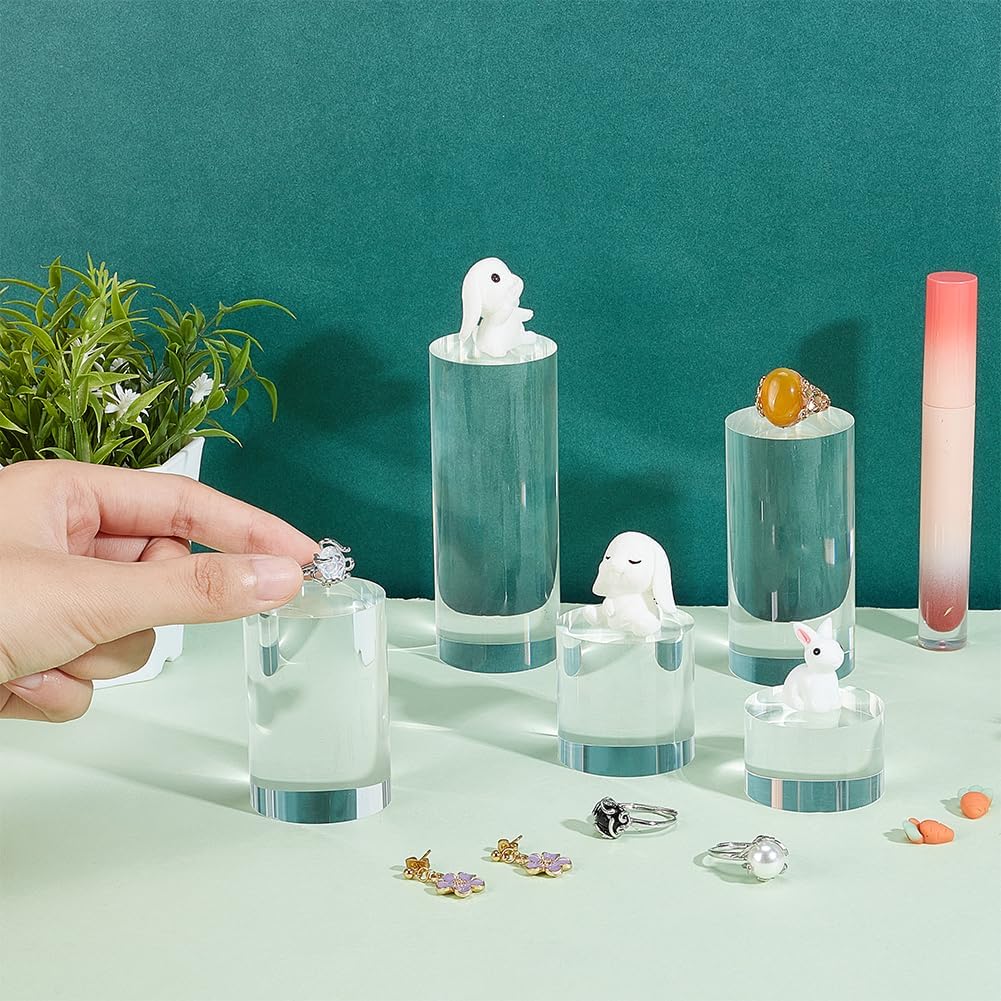 BENECREAT 5 Pcs Clear Acrylic Display Pedestals