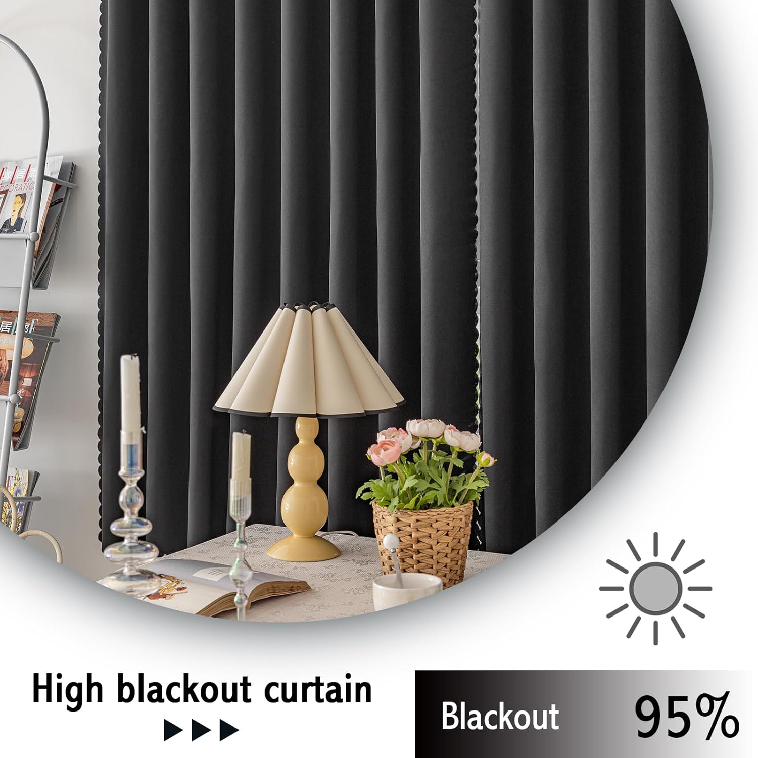 Jilron Magic Tape Curtains Blackout Panels 2 Pack