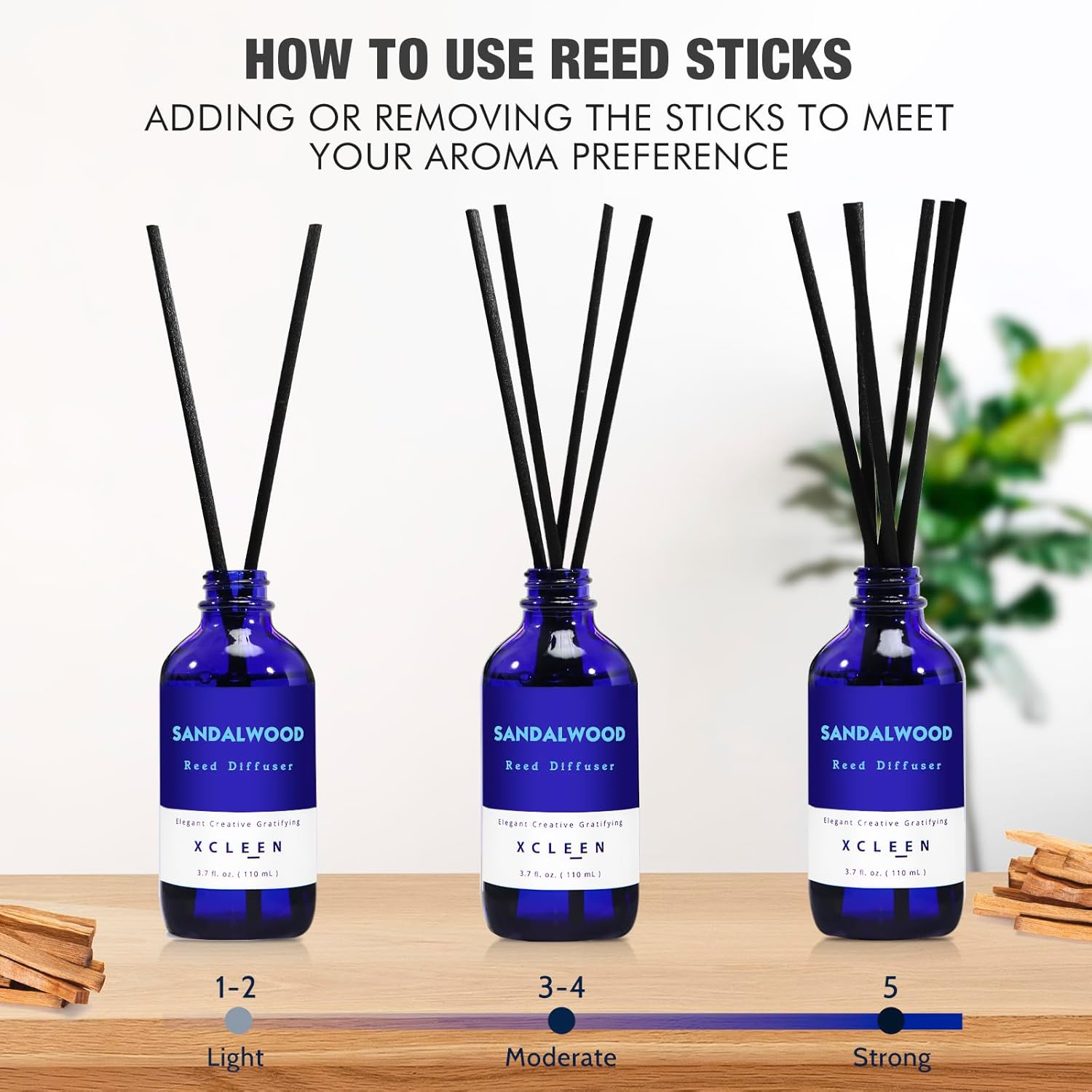 Xcleen Sandalwood Scented Reed Diffuser Set