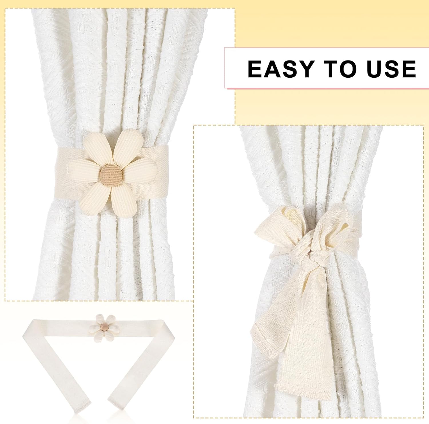 Uxcell Curtain Tiebacks 2 Pack Cute Flower Holdbacks