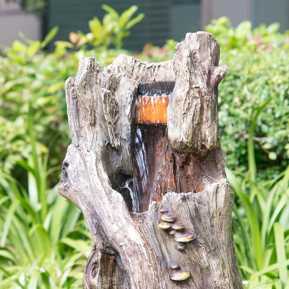 Indoor Outdoor Tree Trunk Fountain with Light 1