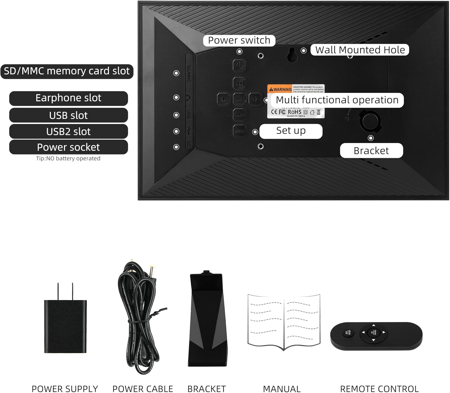 WiFi Digital Wall Clock with Weather and Dementia Alarm