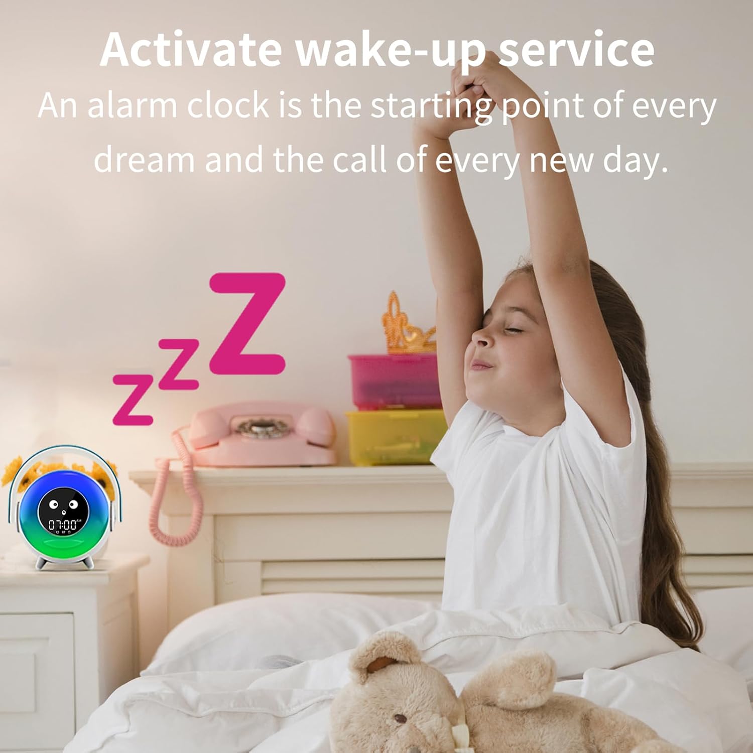 Kids Alarm Clock with Microphone and Night Light