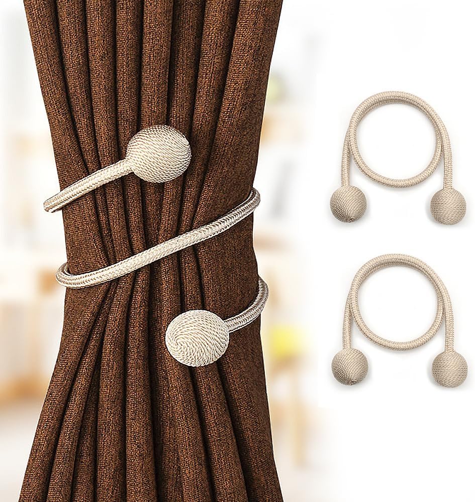 Window Curtain Magnetic Tiebacks 4 Pack Beige