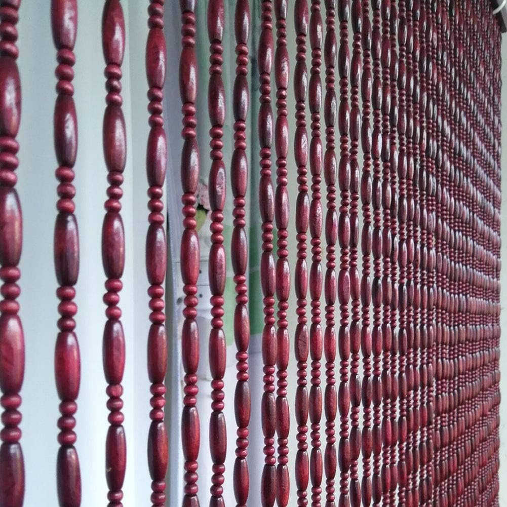 Beaded Curtain with Wooden Beads for Doorway and Room Divider