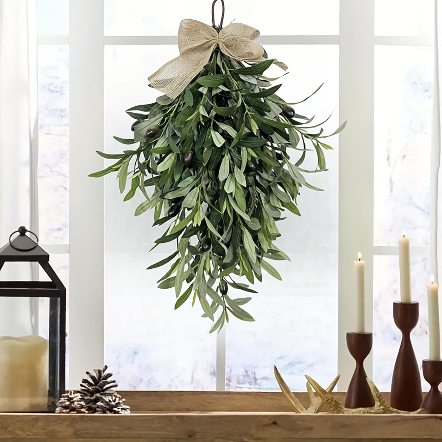 Wnvivi 236 Inch Olive Teardrop Swags Faux Greenery