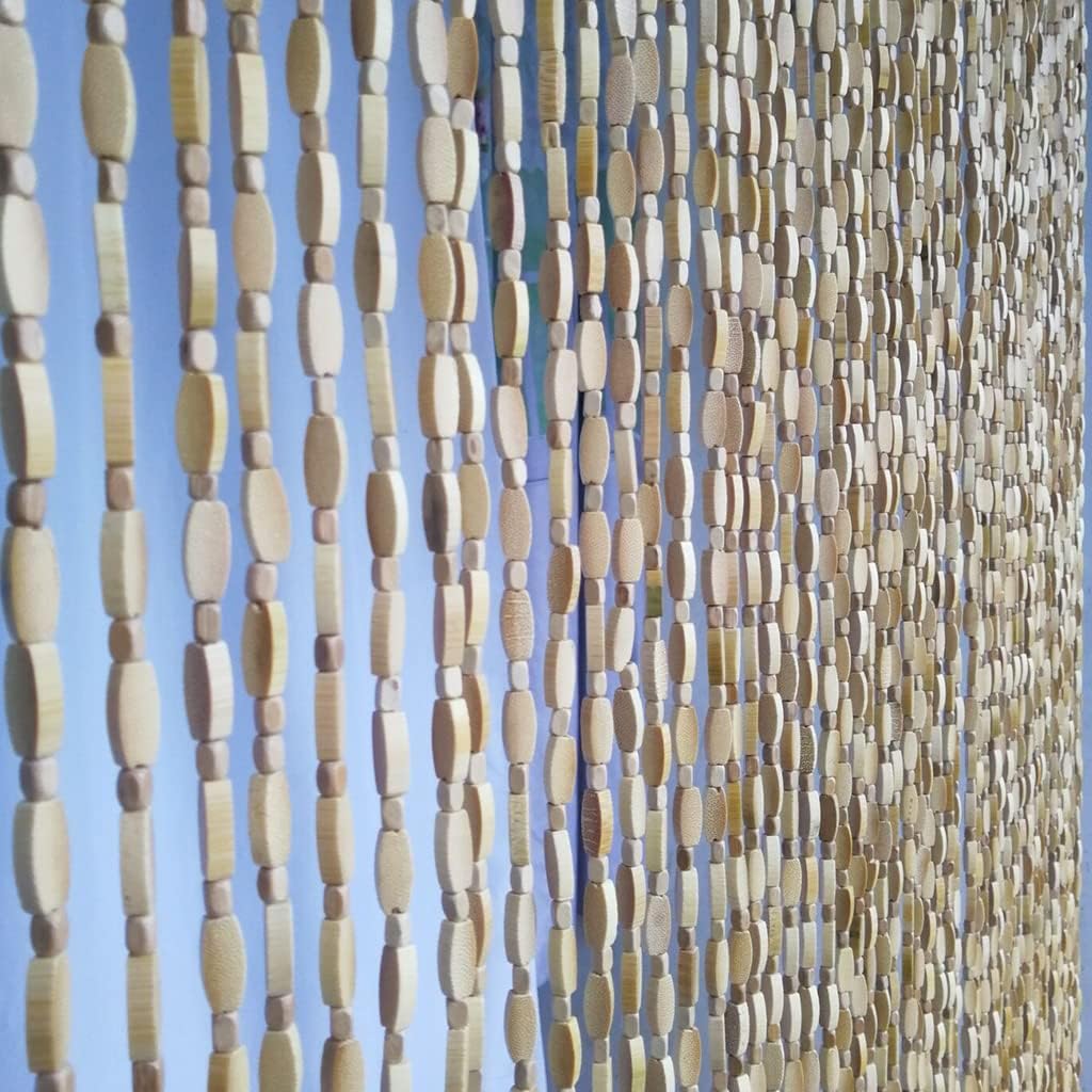 ZHOUXIAO Bamboo Wood Bead Curtain for Doorways and Room Dividers