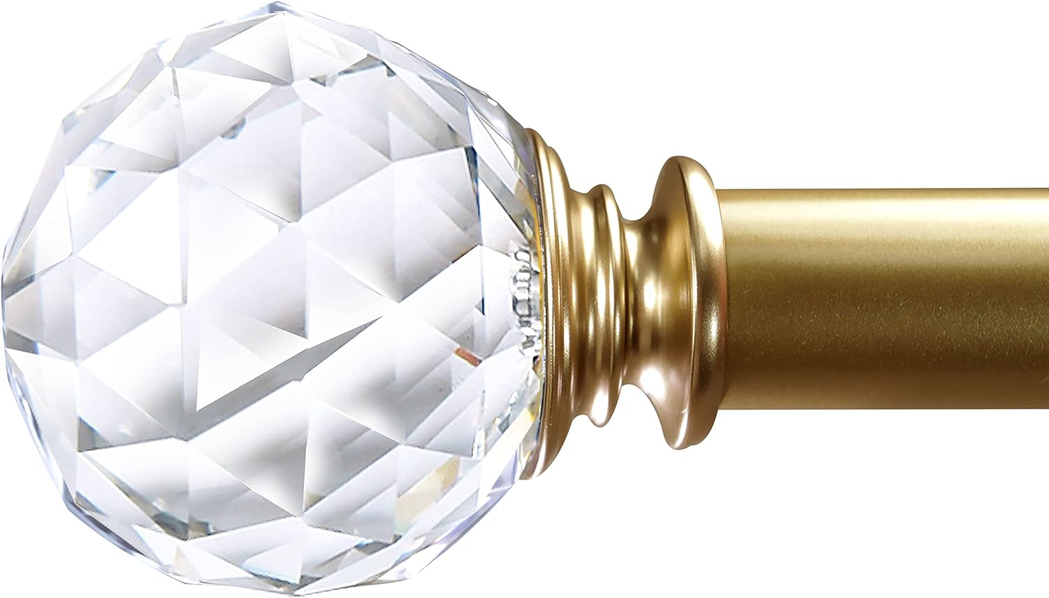 1 Inch Adjustable Curtain Rod with Crystal Diamond Ball Finials Gold