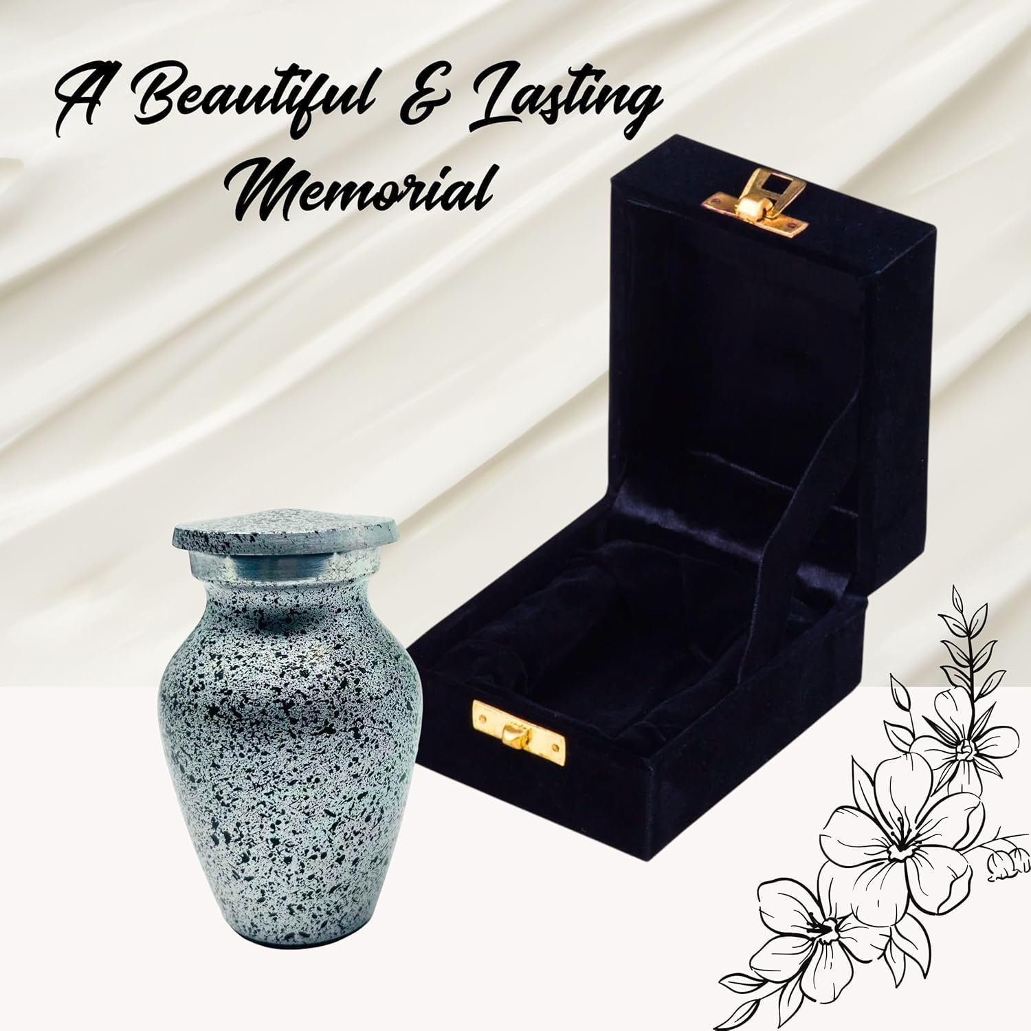 Decorative Urn with Velvet Box Mini Marble Finish Cremation Urn